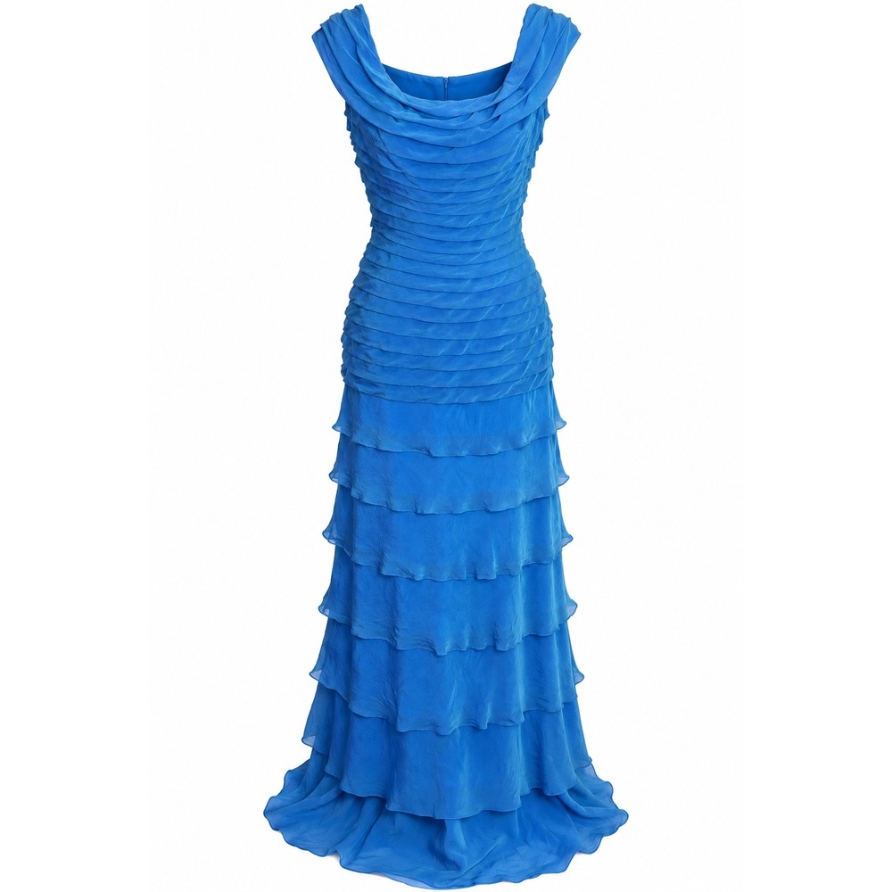 Vintage Tadashi Gown 6 Cobalt Blue Silk Y2K Whimsigoth Fairycore Wedding Guest